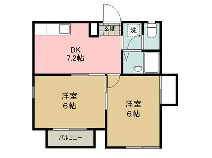 エステートピアレルムII(2DK/1階)の間取り写真