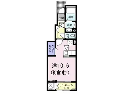 ゼフィール(ワンルーム/1階)の間取り写真