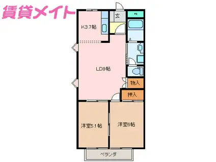 セピアガーデン I(2LDK/1階)の間取り写真