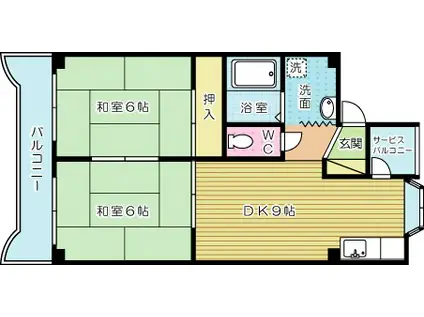 ムーブ奈須本(2DK/3階)の間取り写真