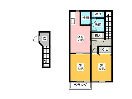 ORBLY MINAMI 1(2DK/2階)の間取り写真