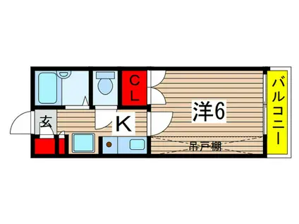 パルコート稲毛II(1K/1階)の間取り写真
