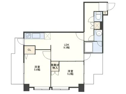 ユーロハイツ岩屋(2LDK/6階)の間取り写真