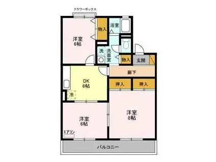 グリンヒル(3DK/1階)の間取り写真