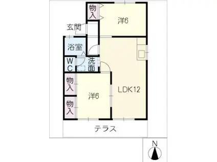 ハートホームいまえだ(2LDK/1階)の間取り写真