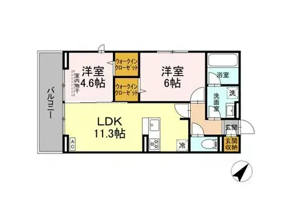 ハイクレスト(2LDK/2階)の間取り写真