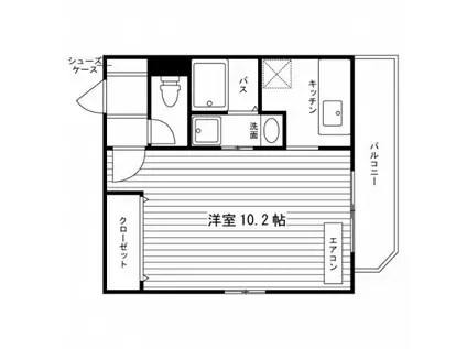 サウスヒル黒髪1(ワンルーム/2階)の間取り写真