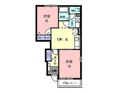 アヴニール XI(2DK/1階)の間取り写真