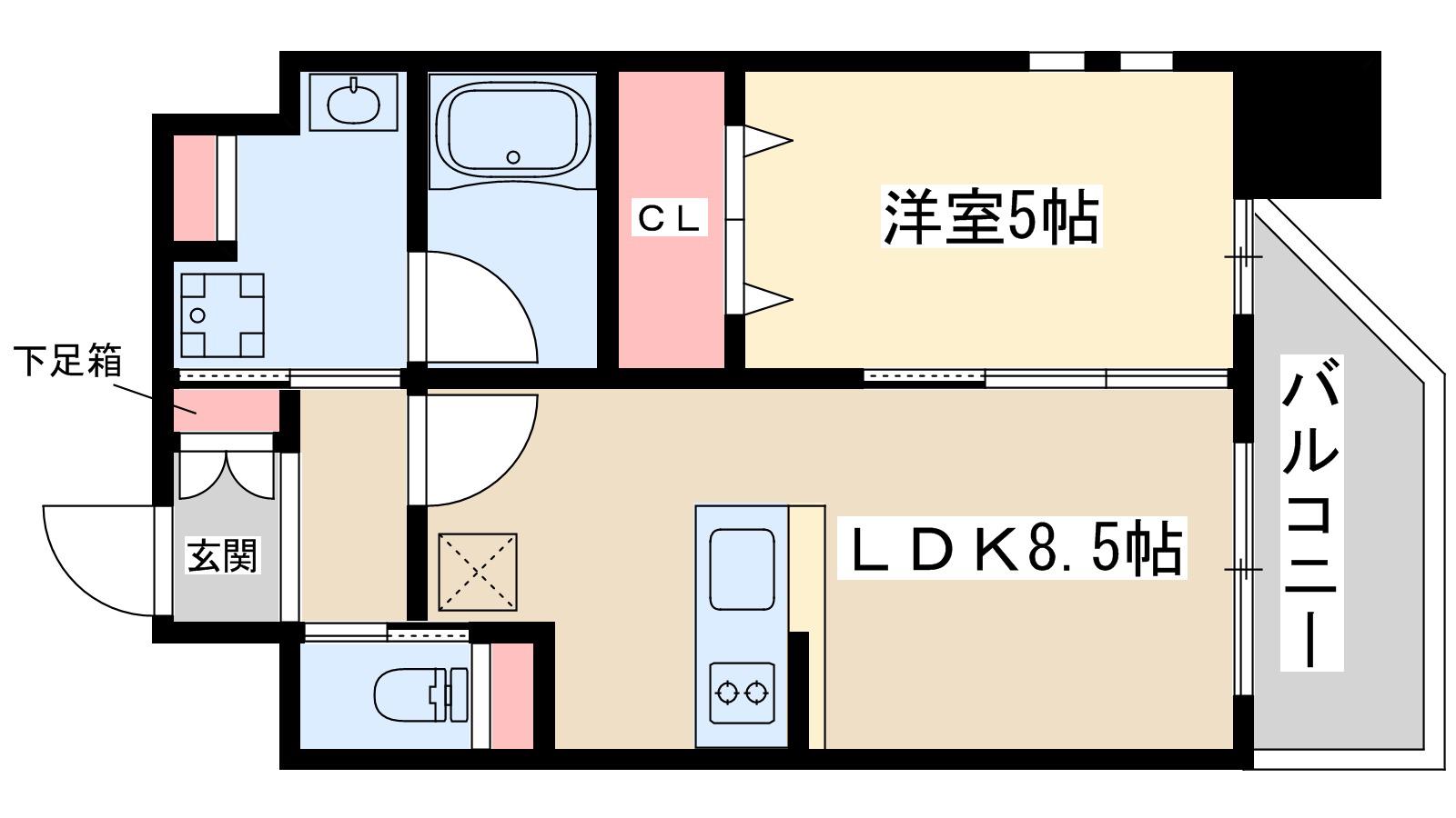 プレジオ江坂Ⅱ(1LDK/6階)の間取り写真