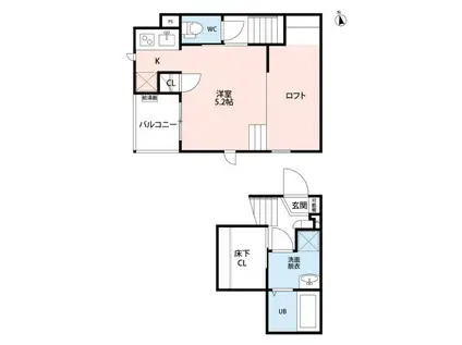 CBヴィレッタ津福駅前(1K/2階)の間取り写真