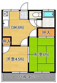 中村ビル(2DK/5階)の間取り写真