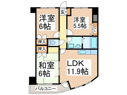 レスポワールMIWA(3LDK/3階)の間取り写真