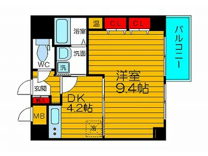 ウィルドゥ堺筋本町(1DK/10階)の間取り写真