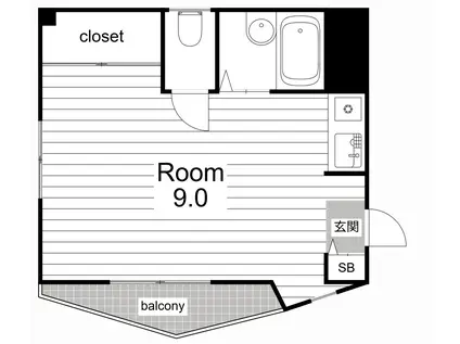 ベルモントマンション(ワンルーム/2階)の間取り写真
