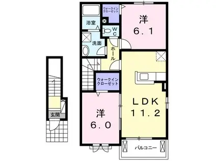 サンシャイン西浦A(2LDK/2階)の間取り写真