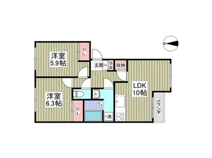 エスポアメゾンA(2LDK/2階)の間取り写真