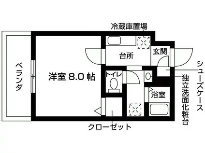 プレディアスタイル神戸ポートアイランド(1K/2階)の間取り写真