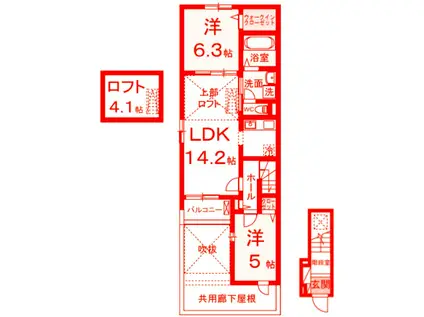 ひだまりガーデンテラス(2LDK/2階)の間取り写真