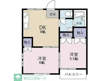 サニーホームズ(2DK/1階)の間取り写真