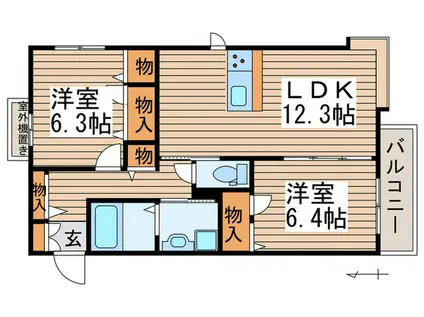 フォレナ瑞穂(2LDK/3階)の間取り写真