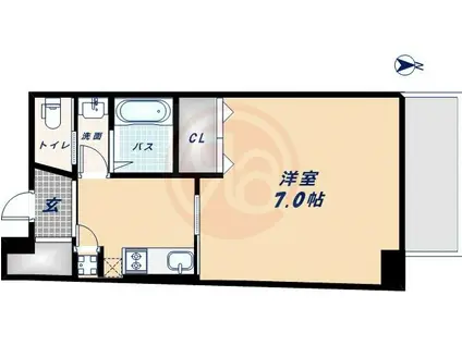 GRAND-K靭公園(1K/3階)の間取り写真