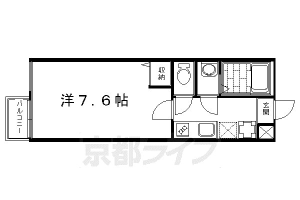フラッティ四条大宮II(1K/2階)の間取り写真