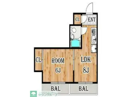 パークス熊谷(1LDK/6階)の間取り写真