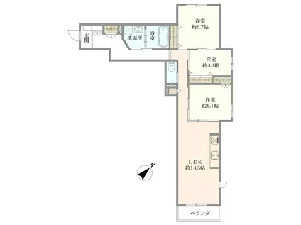 ヘーベルVILLAGE横須賀うみかぜ公園(3LDK/3階)の間取り写真