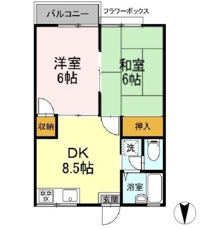 Mコーポ(2DK/2階)の間取り写真