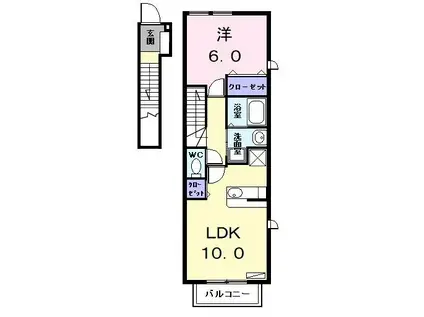 グレイス高道(1LDK/2階)の間取り写真