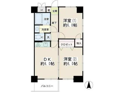 大口増田ビル(2DK/5階)の間取り写真