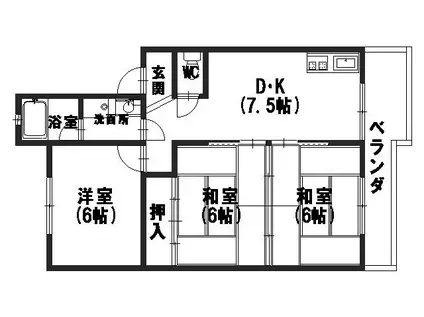 レジデンスクロダ(3DK/3階)の間取り写真