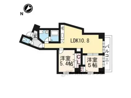 ウェーブ(2LDK/5階)の間取り写真