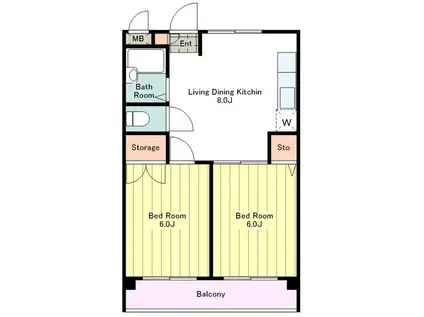 田口マンション(2LDK/4階)の間取り写真