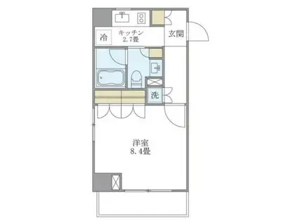 BRILLIA IST 白金高輪(1K/3階)の間取り写真