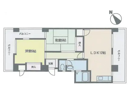 渡邊ビル(2LDK/4階)の間取り写真