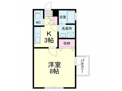 半田ビレッジ6号棟(1K/1階)の間取り写真