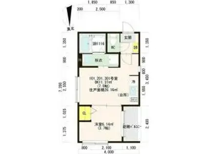 ハーモニーテラス中宮II(1DK/3階)の間取り写真