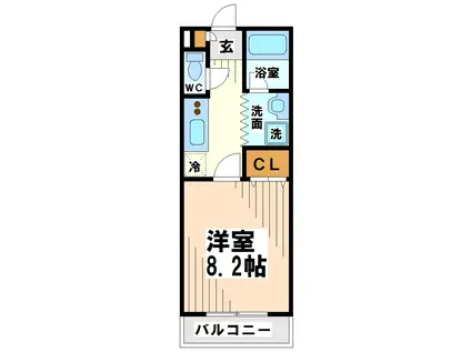 グリューンハイム 当社管理物件(1K/2階)の間取り写真