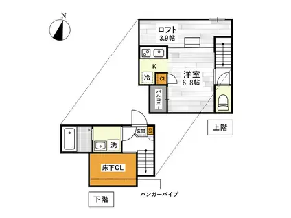 ADC新水前寺ミューナ(1K/2階)の間取り写真