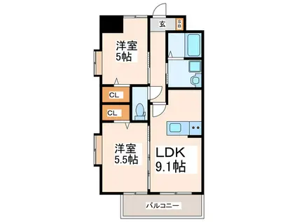PRIME尾ノ上(2LDK/6階)の間取り写真