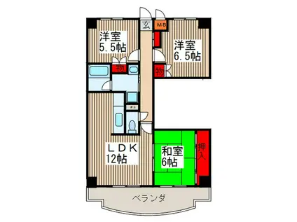 シャルマン2(3LDK/2階)の間取り写真