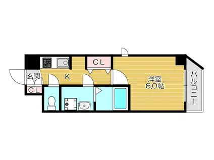 クレアート北大阪レヴァンテ(1K/6階)の間取り写真