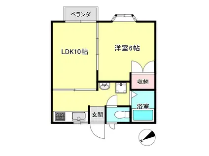 えすわんハイツ(1LDK/2階)の間取り写真