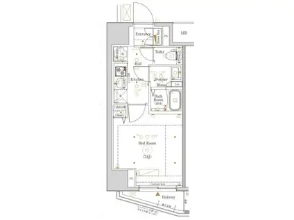KNOTS大山(1K/4階)の間取り写真
