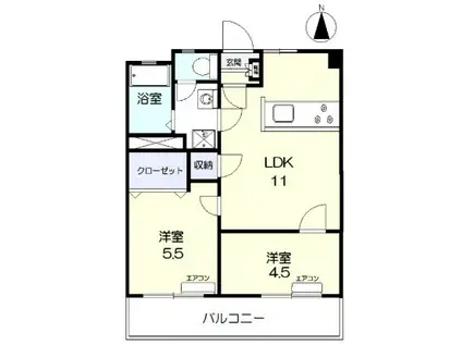 BAYSAIDE OKAYAMA(2LDK/4階)の間取り写真