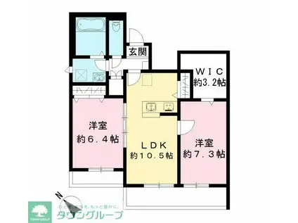 メゾンブランシュ北柏(2LDK/3階)の間取り写真