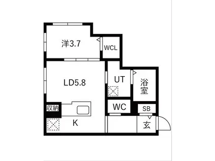 MAISON RIEL 東区役所前(1LDK/2階)の間取り写真
