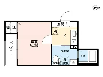 CRASTINE東味鋺3丁目II(1K/3階)の間取り写真