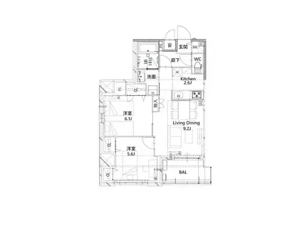 フロンティアレジデンス板橋(2LDK/12階)の間取り写真
